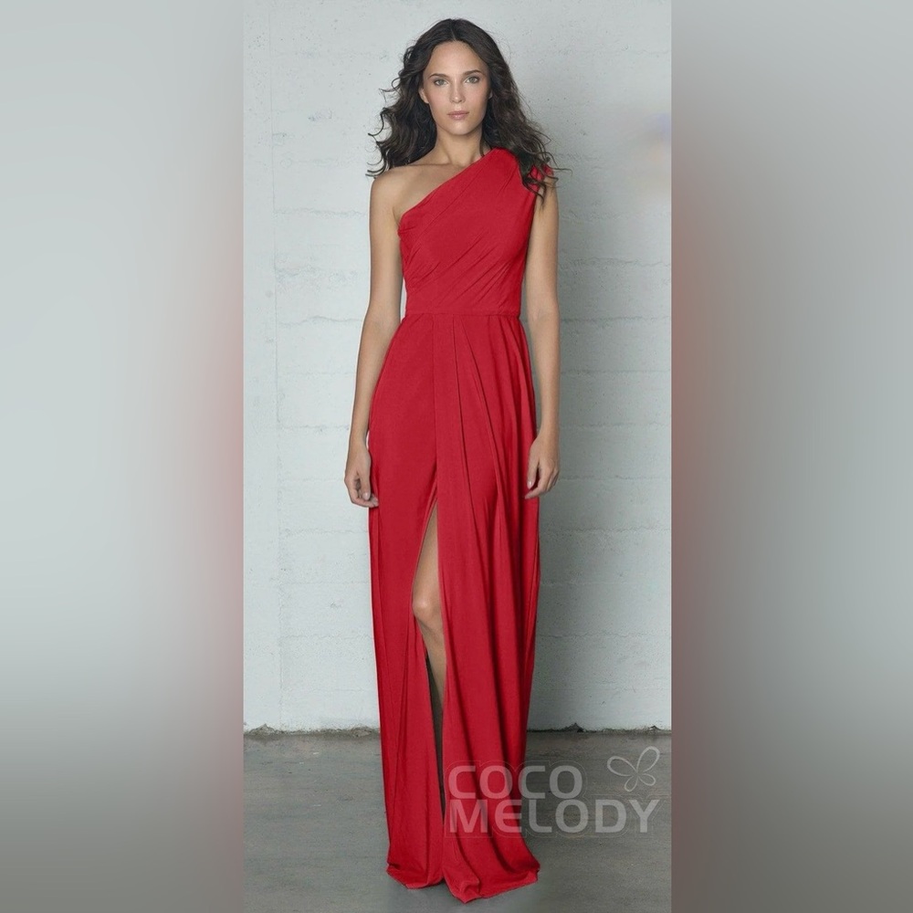 Cocomelody One-Shoulder Red Sheath Dress